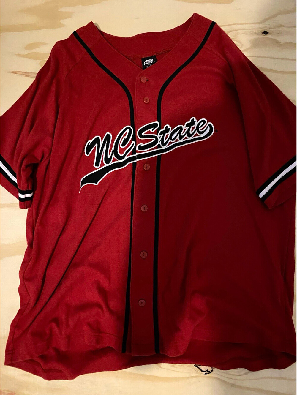 90s Starter NC State Wolfpack Red Black White Baseball Jersey Size XL